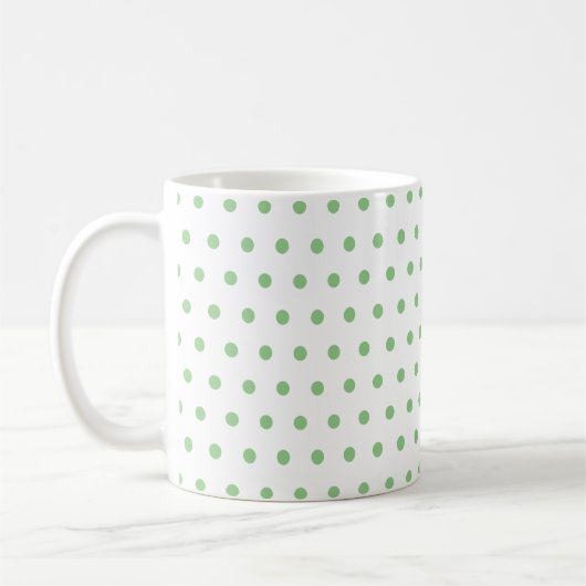 Mug Classique Vintage Sage Vert Pois Blanc (Gauche)