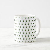 Mug Classiques pois verts forêt foncée sur fond blanc (Devant droit)