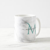 Mug Classy Girly Marble Nom du script Monogramme (Devant droit)
