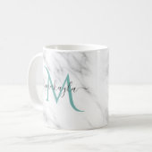 Mug Classy Girly Marble Nom du script Monogramme (Devant gauche)
