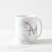 Mug Classy Girly Marble Nom du script Monogramme (Devant droit)