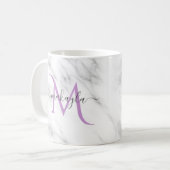Mug Classy Girly Marble Nom du script Monogramme (Devant gauche)