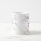Mug Classy Girly Marble Nom du script Monogramme (Centre)