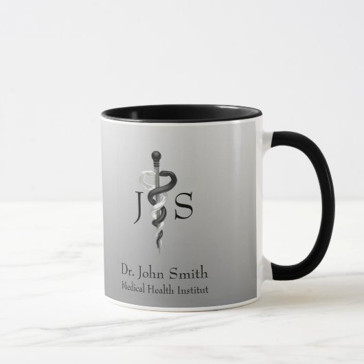 Mug Classy Noble Elegant Médicale Noir Blanc Asclepius (Droite)