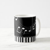 Mug Clavier de piano et notes musicales (Devant droit)