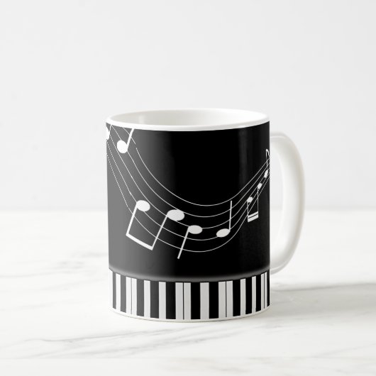 Mug Clavier de piano et notes musicales (Devant droit)