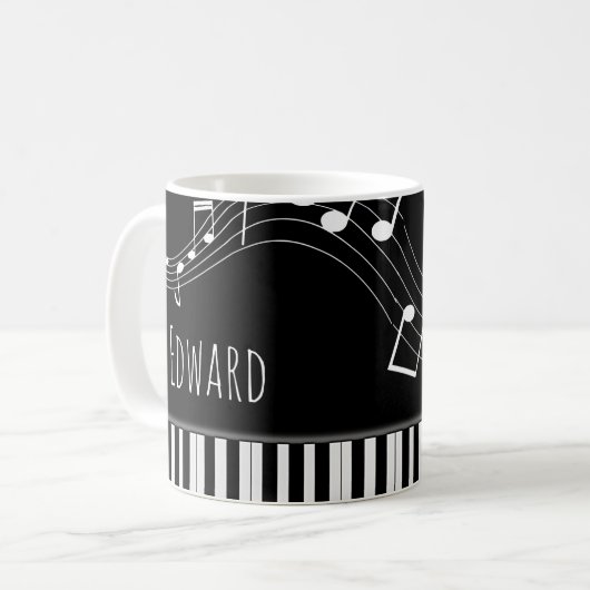 Mug Clavier de piano et notes musicales (Devant gauche)