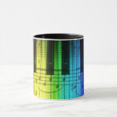 Mug Clavier et notes de piano d'arc-en-ciel (Centre)