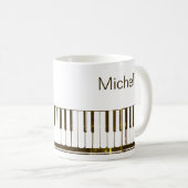 Mug Clavier Notes de Musique Nom Noir Blanc Café M (Devant droit)