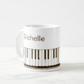 Mug Clavier Notes de Musique Nom Noir Blanc Café M (Devant gauche)