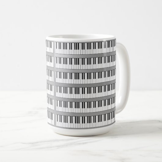 Mug clavier piano noir et blanc (Devant droit)