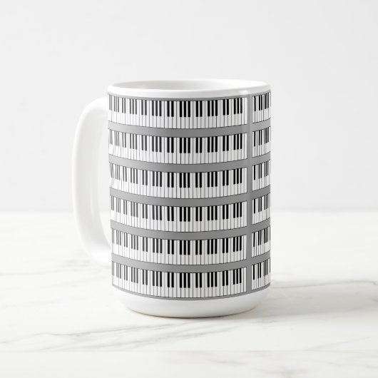 Mug clavier piano noir et blanc (Devant gauche)