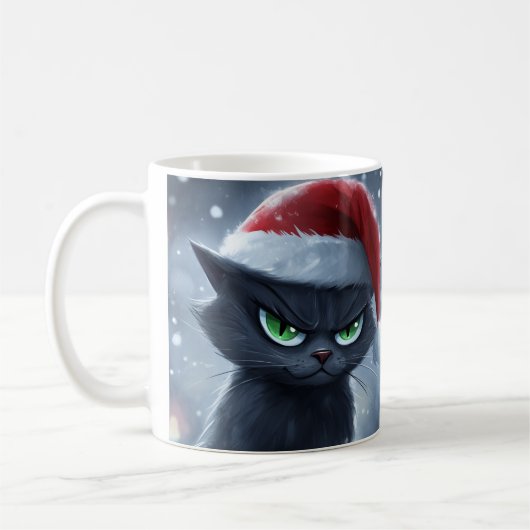Mug 'Claws Humbug' Grumpy Christmas Cat Coffee Cup (Gauche)