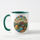 Mug Clay Art “Born to Roam” Camping Adventure Scene (Gauche)
