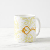 Mug Clé de coeur de couronne d'or (Devant droit)
