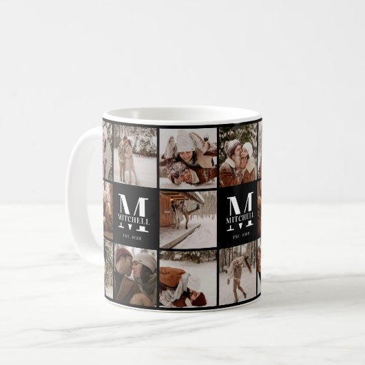 Mug Clé de collage Black & White Multi Photo (Devant gauche)