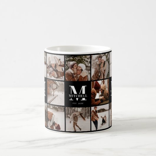 Mug Clé de collage Black & White Multi Photo (Centre)