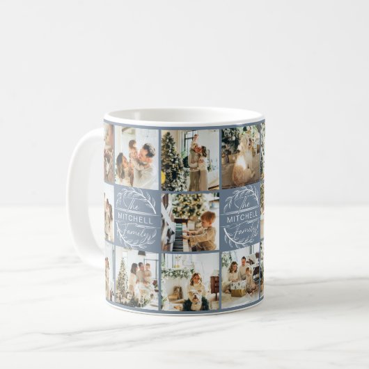 Mug Clé de collage multicoeur bleu Dusty moderne (Devant gauche)