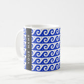 Mug Clé de méandre grecque, Clé de vague, Bleu, Votre (Devant gauche)