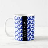 Mug Clé de méandre grecque, Clé de vague, Bleu, Votre (Gauche)