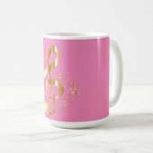 Mug Clé G d'or sur Musique rose (Devant droit)