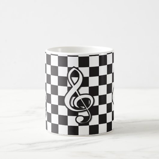 Mug Clé moderne en acier noir et blanc sur tableau de  (Centre)