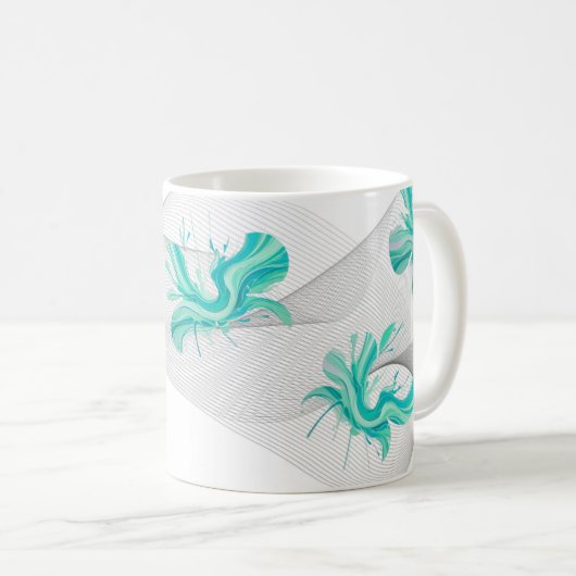 Mug clean teal geometric shape with swirly background (Devant droit)