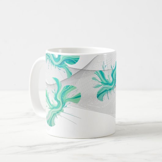 Mug clean teal geometric shape with swirly background  (Devant gauche)