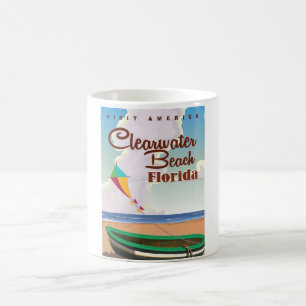 Mug Clearwater Beach, Florida affiche de voyage vintag