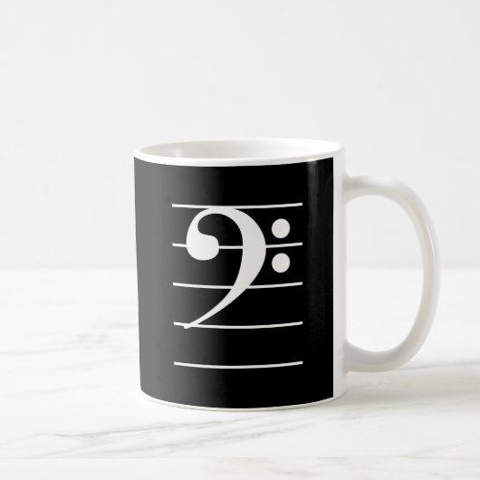 Mug Clef de basse blanche sur l'instrument de musique  (Droite)
