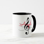 Mug clef triplée monogrammée, musique (Devant droit)