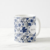 Mug Clematis Vine Elégante Aquarelle Bleue Fleurs (Devant droit)