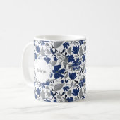 Mug Clematis Vine Elégante Aquarelle Bleue Fleurs (Devant gauche)