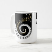 Mug Clés de piano et notes de musique d'or (Devant gauche)