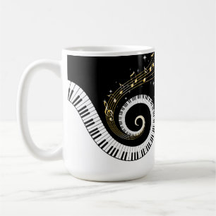 Mug Clés de piano et notes de musique d'or