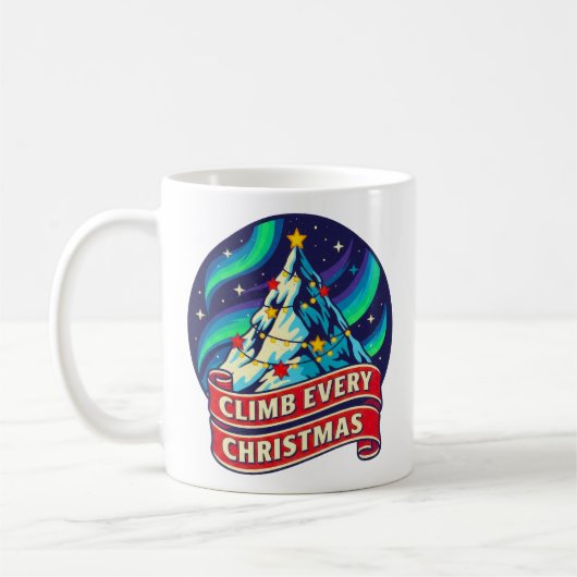 Mug Climb Every Christmas Mountain Design (Gauche)