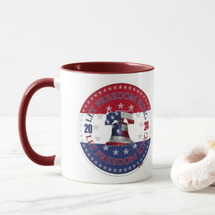 Mug Cloche de la liberté Sonnez la liberté rouge et bl