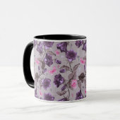 Mug cloches de main violettes et motif de papillons (Devant gauche)