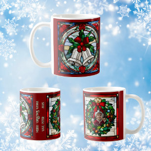 Mug Clochettes argentées ruban rouge fausse verrière