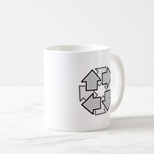 Mug Clockwise Arrows Minimal Geometric White Variant 1 (Devant droit)