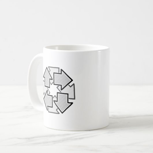 Mug Clockwise Arrows Minimal Geometric White Variant 1 (Devant gauche)