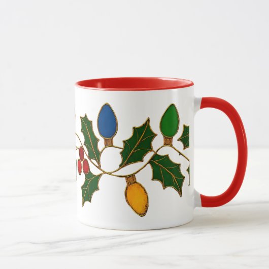 Mug Cloisonne Art Christmas Lights and Holly (Droite)
