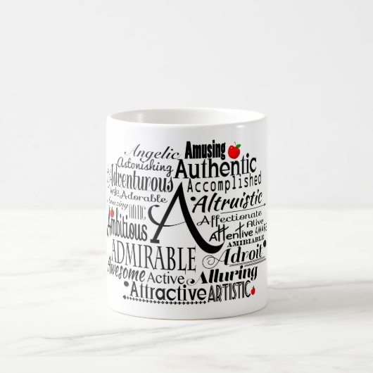 Mug Cloud Word Adjectif commençant par la lettre A  (Centre)
