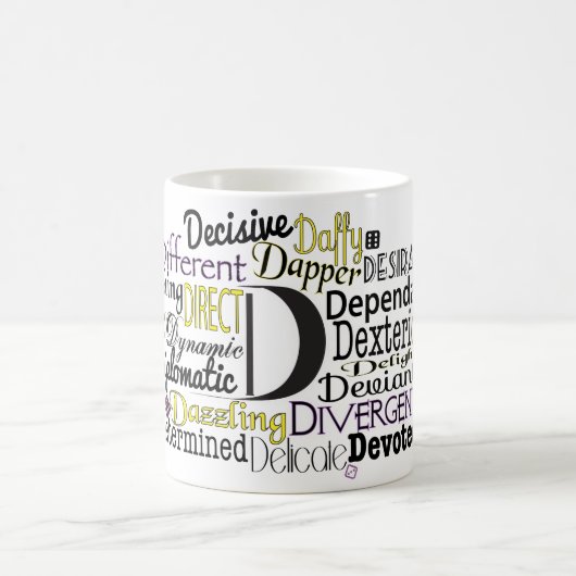 Mug Cloud Word Adjectif commençant par la lettre D (Centre)