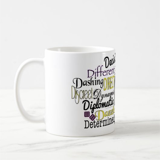 Mug Cloud Word Adjectif commençant par la lettre D (Gauche)