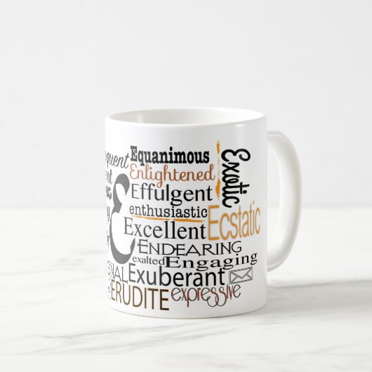 Mug Cloud Word Adjectif commençant par la lettre E (Devant droit)