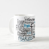 Mug Cloud Word Adjectif commençant par la lettre F (Devant gauche)