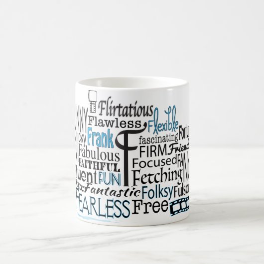 Mug Cloud Word Adjectif commençant par la lettre F (Centre)