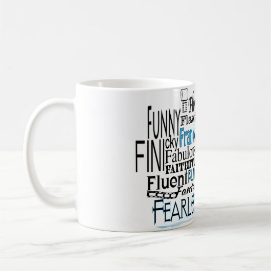 Mug Cloud Word Adjectif commençant par la lettre F (Gauche)