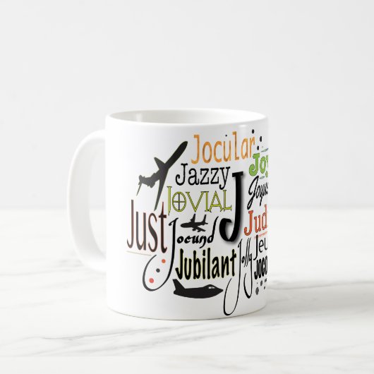 Mug Cloud Word Adjectif commençant par la lettre J (Devant gauche)